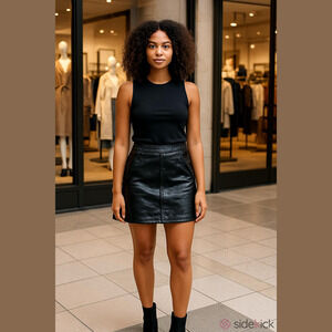 Shinestar Black Mini Pencil Skirt Viscose Polyurethane Polyester Women Size S